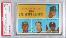 1961 Topps League Leaders Don Drysdale Sandy Koufax Sam Jones #49 PSA 6 HOF tv5