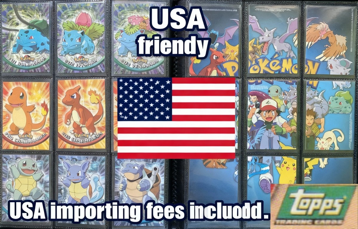 Pokemon TOPPS Series 1 - Complete GREEN logo set 90/90 - EXC/VG