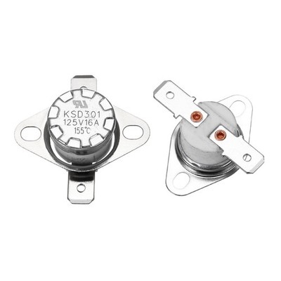 2 Pcs KSD301 Thermostat 155°C/311°F 16A NC Adjust Snap Disc Temperature Switch