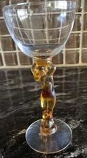 Imperial Glass  Trader Vic's  Stem Lady Nude Amber liquor cocktail 6 3/8"