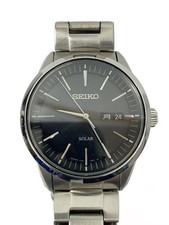 SEIKO Solar Wristwatch/Analog/Stainless/BLK/SLV/SS/SBPX063/