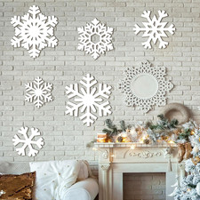 6 Pcs Winter Wooden Sign Decoration for Wall Snowflake Shape Sign 3 Sizes Snowfl