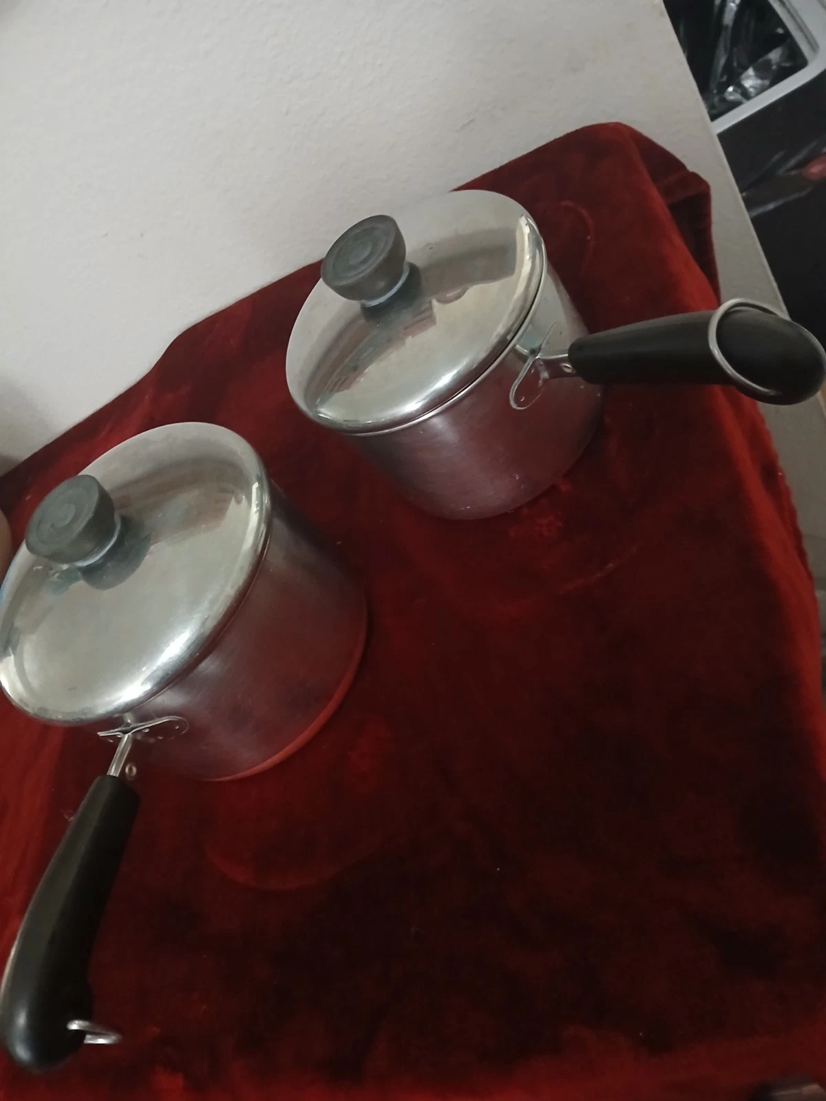 2~Vintage Revere Ware 1.5 And 2 Quart Sauce Pans Stainless Steel Copper Bottom