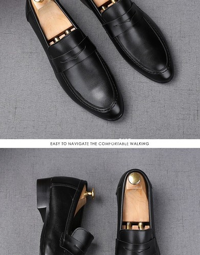 British Mens White Pointed Toe Leather Shoes Korean Hairstylist Loafers Shoes Sz - Picture 17 of 29
