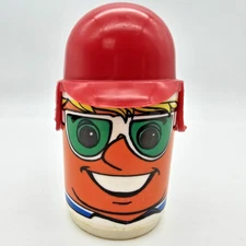 VTG DECA Plastic Sippy Cup Mug Blonde Character with Green Glasses & Helmet Cap