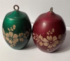 Vtg Carved Etched Floral Wood ORNAMENT Lot 2 Mexico Folk Art TIKI Gourd 4” Xmas — photo 8
