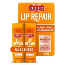 O'Keeffe's Lip Repair Unscented Lip Balm for Dry, Cracked Lips - Stick Twin Pac