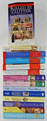 Lot of 14  Cozy Mystery novels  Monica Ferris, Kate Carlisle, & more!  (PB) - VG