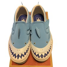 Vans Kids Light Blue Shark Slip On Sneakers Size 3