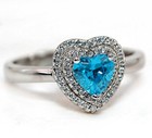 Heart 2CT Heat Treated Blue Topaz 925 Solid Sterling Silver Ring Sz 8 PC13-6 — photo 2
