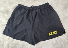 US Army Physical Fitness Uniform APFU Trunks Shorts, Lined, Black Gold L 