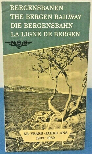Vintage Bergen Eisenbahn Norwegen Karte Reisebroschüre Züge Bergensbanen 1959 - Bild 1 von 5