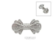Sterling Silver Bow Tie w/ Cubic Zirconia Crystal Pendant / Spacer 33077