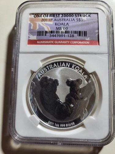 2011 P Australia 1 oz Silver Koala MS69 NGC (One of First 20,000) 