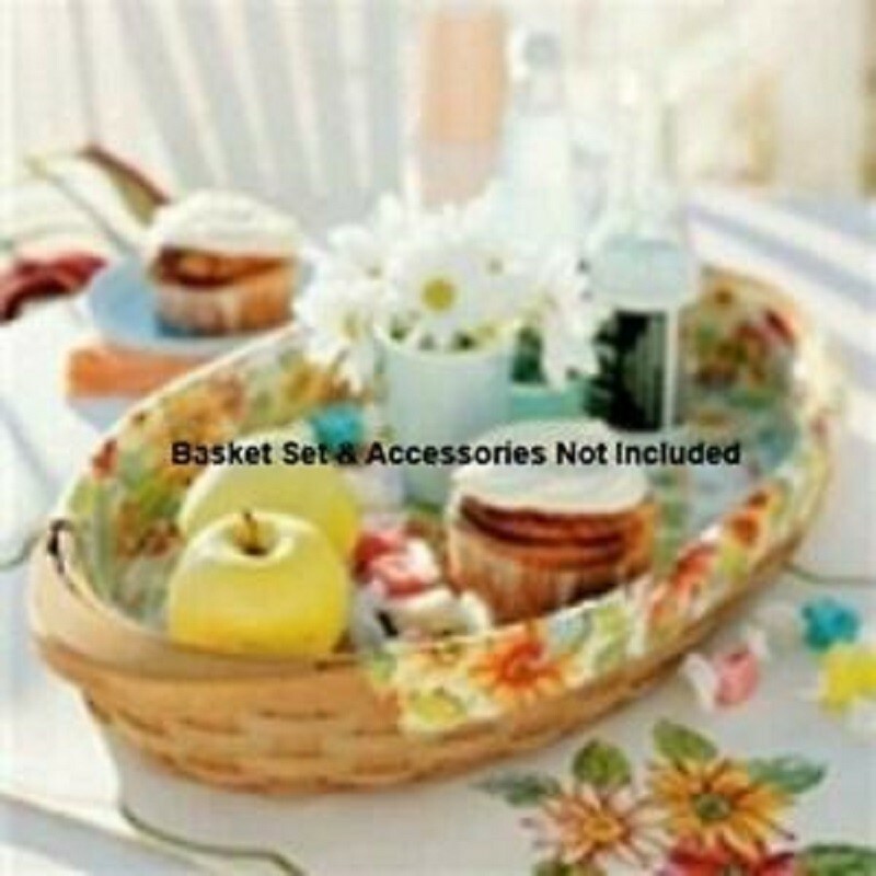 Longaberger Sunflower Floral Oval Serving Tray Basket Liner 23312260