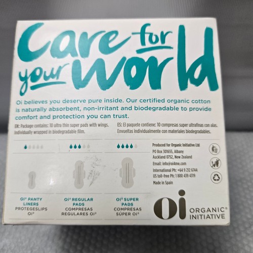Oi Organic Cotton Ultrathin Super Pads w/Wings 10ct - Picture 2 of 4
