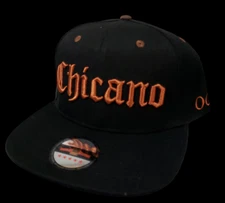 CUSTOM OG OLD ENGLISH CHICANO MEN SNAPBACK HAT BLACK BROWN  BIKER LOWRIDER