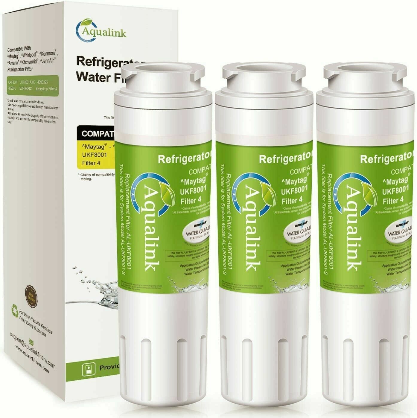 Refrigerator Water Filter Fits Maytag MFD2560HEQ MFD2560HEB MFD2561HES 3Pk Świetna wartość, nowość