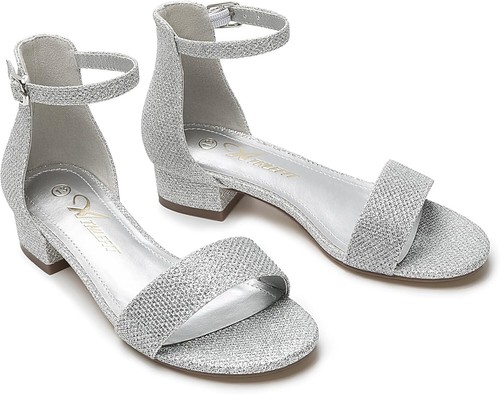 Athlefit Girls Sandals Open Toe Ankle Strap Low Heels Girl Dress Shoes Toddler - Picture 38 of 40