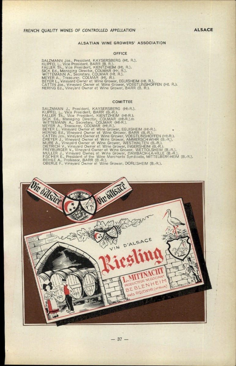 1947 Mini Poster French Wine AD Paul Biecher St Hippolyte Ernest