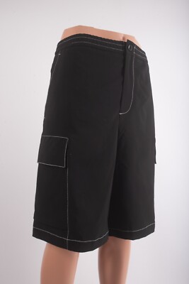 Zara Mens Cargo Shorts Jogger Waist XL Black Loose Fit