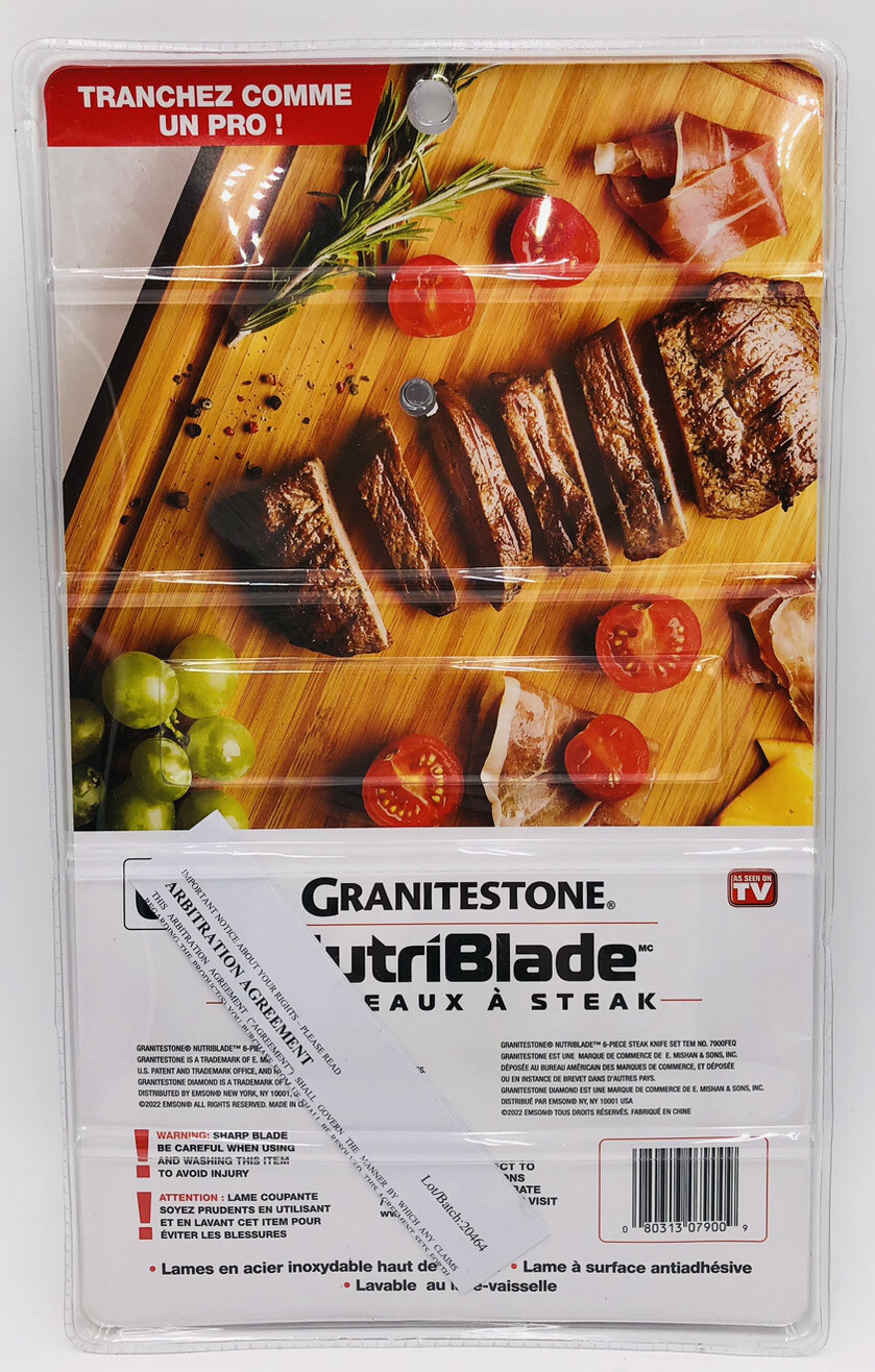 Granitestone NutriBlade 6pc Stainless Steel Steak Knife Set RustProof
