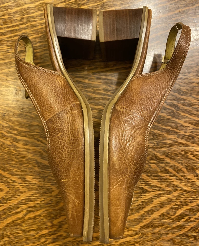 VTG Bass Asta 62R523B-230 Women’s Shoes Brown Leather Block Heel Square Toe Work - Image 3 of 4