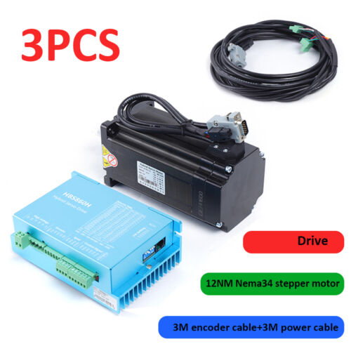 Kit de servoconductor híbrido de CA con motor paso a paso de circuito cerrado Nema34 12 Nm 3 ejes 86HBS120 - Imagen 3 de 24