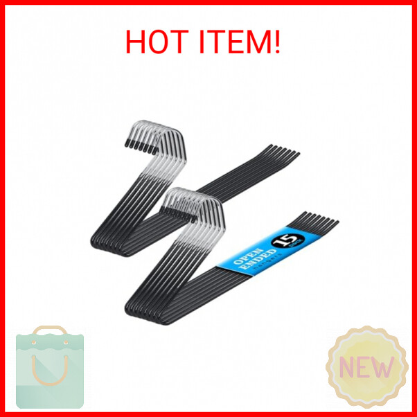 Open-Ended Non-Slip Metal Pants Hangers - Set of 15 Durable Garment Clips for Pants and Skirts-image
