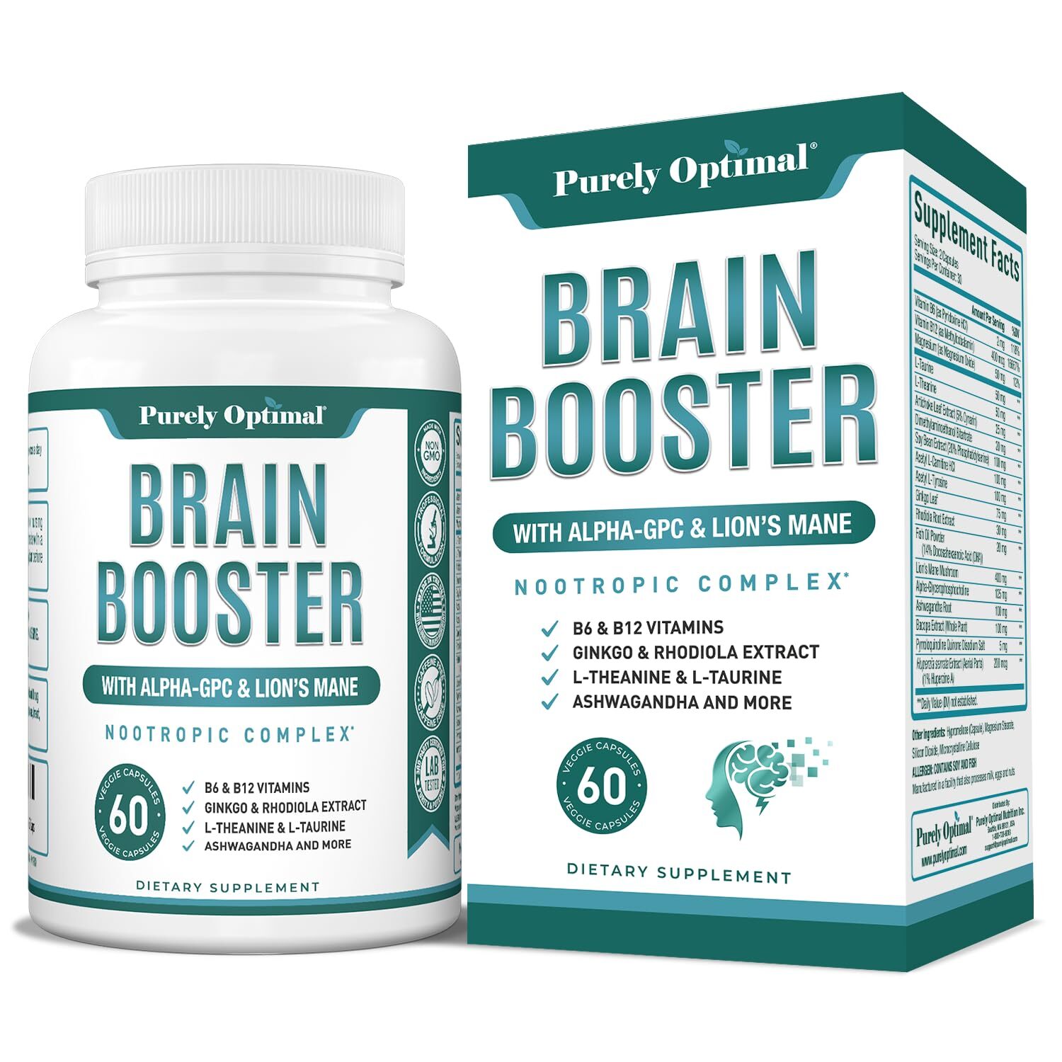 Brain Supplement for Memory and Focus - Nootropic Support with Lion’s Mane, A...