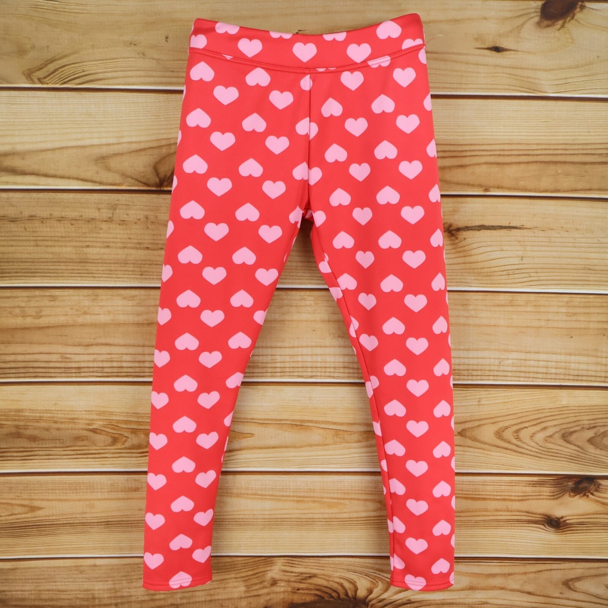 Serra Fleece Lined Leggings Womens Sz L Pink Hearts Love High Rise Stretch  Waist