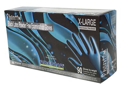 Adenna Phantom Latex Powder Free Exam Gloves Black 6 Mil, Choose Size 