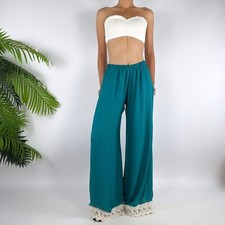 Vintage Y2K Teal Bohemian High Waisted Fairycore Hippie Wide Leg Flare Pants / M