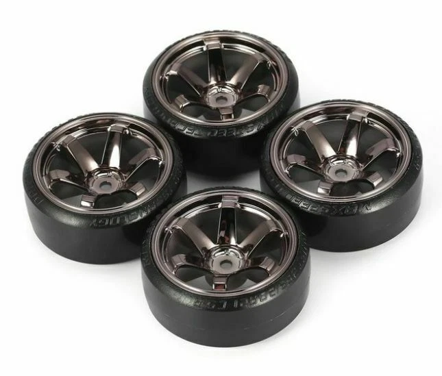 DRIFT KOMPLETT REIFEN (4 STK.) FÜR 1:10 ONROAD GUN METALL 6mm OFFSET # RC40907 - Bild 2 von 3