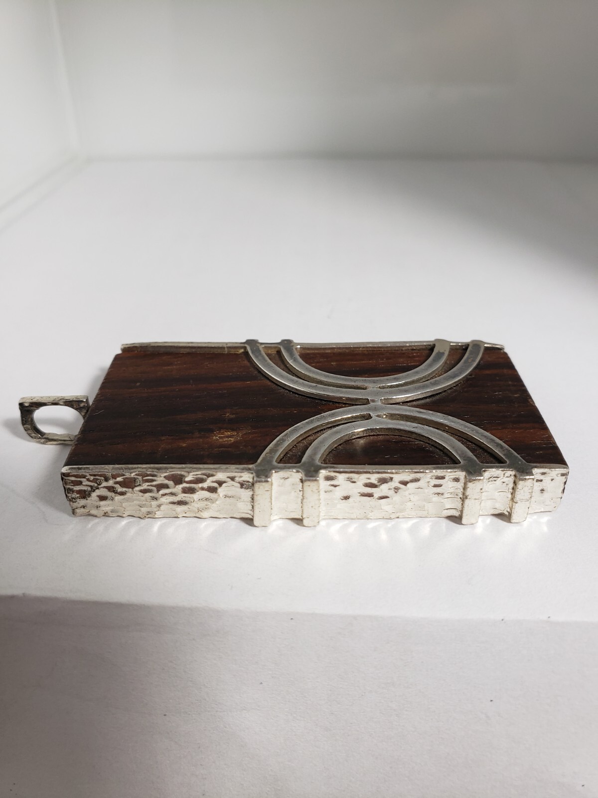 Sterling Silver Wood Rectangular German Pendant - image 2