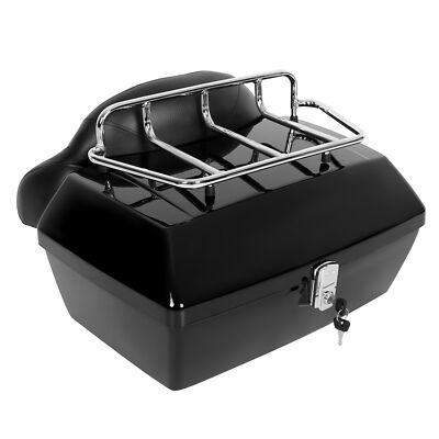Universal Motorcycle Top Case, 32L Motorcycle Trunk Opslagcarrier met Afneembare Katoenen Voering, Rugleuning voor Passagiers, Motorfietsstaartdoos voor Fietsscooter (GREY