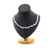 Steine Und MinéRaux. Halskette Perlen Aquamarin Du Brazilien + Chalcedon