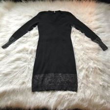 ANN TAYLOR BLACK GOLD SHIMMER V-NECK SWEATER DRESS