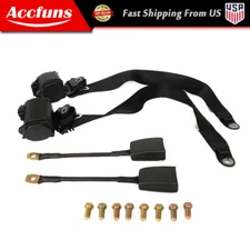 For 2 Pack Black Universal 3 Point Retractable Adjustable Car Seat Belt USA New