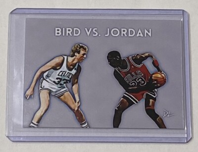 Larry Bird Vs. Michael Jordan Limited Edition Artist Signed Trading Card 8/10