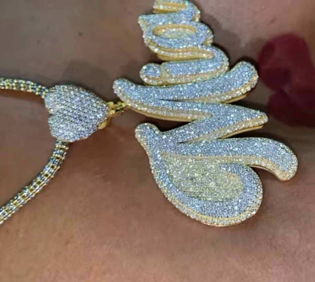 Round Cut Simulated Diamond Custom Name Mia Letter Pendant