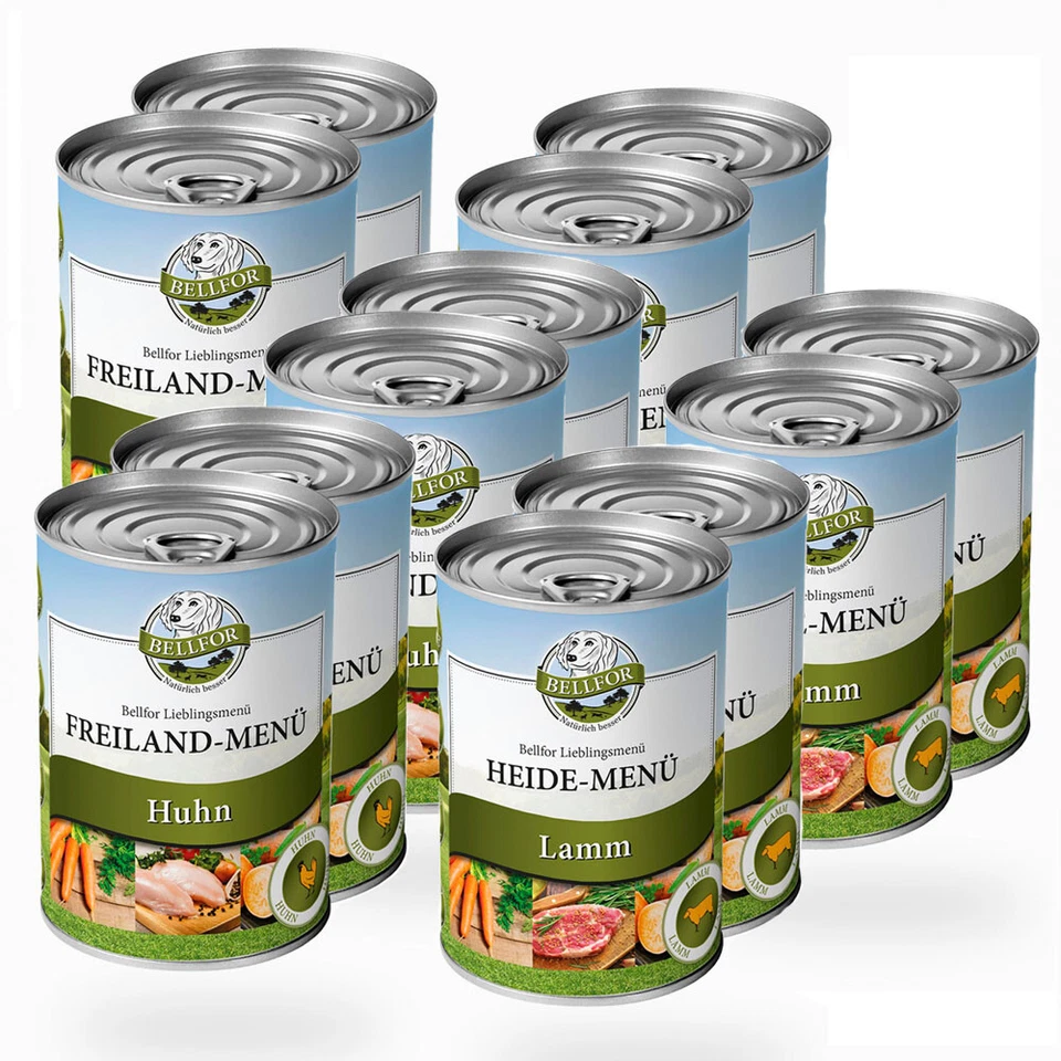 Bellfor Hundefutter Nassfutter Getreidefrei 6x Huhn 6x Lamm 12x 400g - Bild 2 von 4