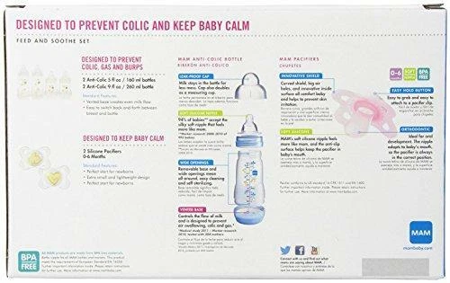 MAM Feed & Soothe Bottle & Pacifier Gift Set, Unisex, 0+ Months, 6-Count - Image 3 of 4