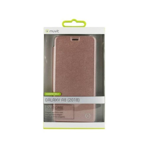 Funda Muvit Folio con Tarjetero para Samsung Galaxy A8 2018 rosa. - Imagen 3 de 3