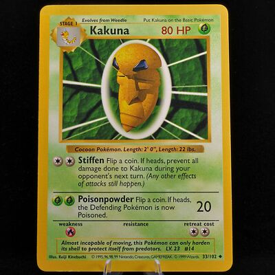 Pokemon TCG - Kaka 33/102 Base Set Shadowless WOTC 1999 - EXC 