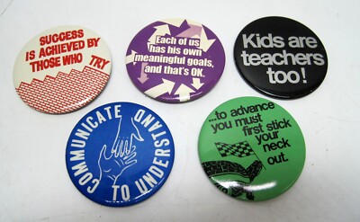Achievement Motivation Program 1974 Pinback Button Lot of 5