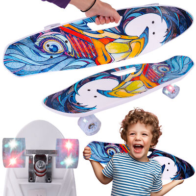 MalPlay Skateboard Leuchtende LED-Räder hölzernes Komplettboard Holzboard Gummi 