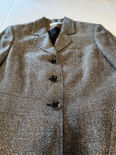 VTG Amanda Smith women's pant suit long jacket with pockets black and white SZ 4 - Picture 3 of 12