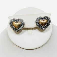 Retired James Avery 14k Gold Sterling Silver Earrings Puffy Heart Of Gold Love