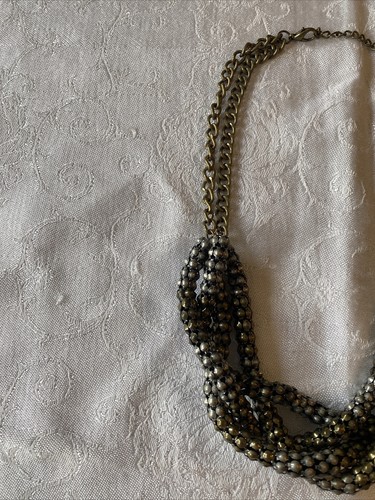 Two-Tone Adjustable Metal Twist Statement Necklace - Picture 5 of 10